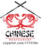 Poster, Art Print Of Chinese Dragons And Chopsticks Restaurant Design