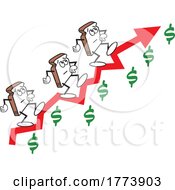 Poster, Art Print Of Cartoon Slice Characters Going Up An Inflation Breadline With Dollar Signs