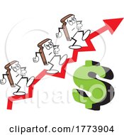 04/12/2022 - Cartoon Slice Characters Going Up An Inflation Breadline With A Dollar Sign