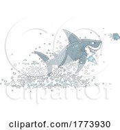 Poster, Art Print Of Cartoon Leaping Shark Chasing A Fish