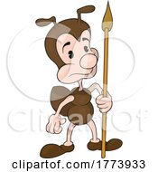 Cartoon Warrior Ant Holding A Spear