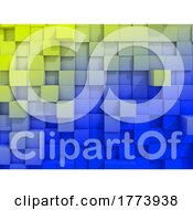 Poster, Art Print Of 3d Wall Of Extruding Cubes In Ukraine Flag Colours