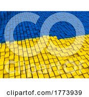 Poster, Art Print Of 3d Abstract Background Of Extruding Blocks In Ukraine Flag Colours