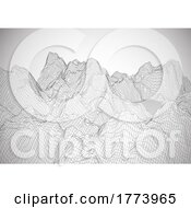 Poster, Art Print Of Detailed Wireframe Landscape On Gradient Background