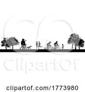 People Park Family Exercising Outdoors Silhouettes by AtStockIllustration