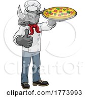 Poster, Art Print Of Rhino Pizza Chef Cartoon Restaurant Mascot