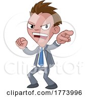 Poster, Art Print Of Cartoon Business Man In Suit Pointing Mascot