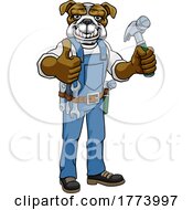 Bulldog Mascot Carpenter Handyman Holding Hammer