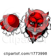 Devil Satan Cricket Sports Mascot Cartoon by AtStockIllustration
