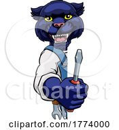 Poster, Art Print Of Panther Electrician Handyman Holding Screwdriver