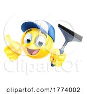 Poster, Art Print Of Window Cleaning Car Wash Squeegee Emoticon Icon