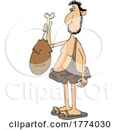 Cartoon Caveman Holding A Drumstick