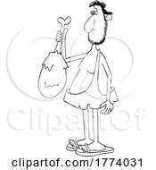 Cartoon Caveman Holding A Drumstick