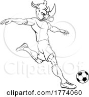 Poster, Art Print Of Rhino Soccer Football Player Animal Sports Mascot