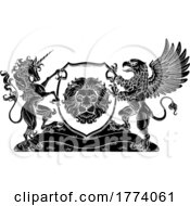 Poster, Art Print Of Coat Of Arms Crest Griffin Unicorn Lion Shield
