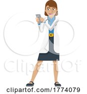 Poster, Art Print Of Doctor Holding Mobile Phone Cartoon Character