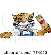 Poster, Art Print Of Wildcat Painter Decorator Holding Paintbrush