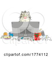 Cartoon Messy Cat Watching TV