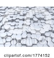 Poster, Art Print Of 3d Abstract Landscape With Extruding Hexagons With Shallow Depth Of Field