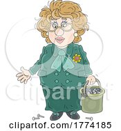 Cartoon Female Politician With A Bucket Of Nails by Alex Bannykh