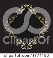 Poster, Art Print Of Elegant Decorative Gold Frame On Black