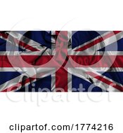 Realistic Union Jack Flag Background With Folds And Creases