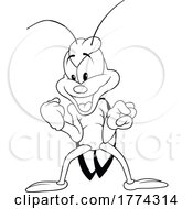 Poster, Art Print Of Cartoon Black And White Evil Beetle