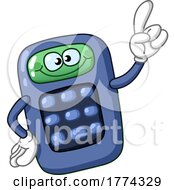 Cartoon Calculator Mascot Holding Up A Finger