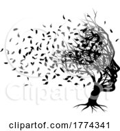 Poster, Art Print Of Optical Illusion Tree Face With Leaves Blowing