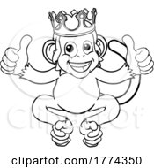 Poster, Art Print Of Monkey King Crown Cartoon Animal Giving Thumbs Up