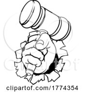 Poster, Art Print Of Fist Hand Holding Judge Hammer Gavel Cartoon