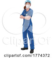 Doctor Or Nurse Woman In Medical Scrubs And PPE