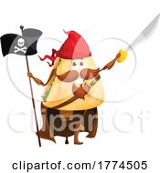 Poster, Art Print Of Quesadilla Pirate Food Mascot