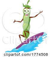 Poster, Art Print Of Surfing Pea Pod Food Mascot