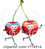 Poster, Art Print Of Jogging Cherry Food Mascots
