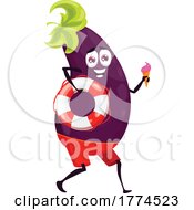 Poster, Art Print Of Summer Eggplant Food Mascot