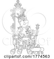 Cartoon Black And White King Sitting On The Throne by Alex Bannykh