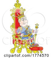 Poster, Art Print Of Cartoon King Sitting On The Throne