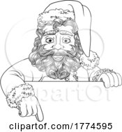 Poster, Art Print Of Santa Claus Christmas Pointing At Sign Cartoon