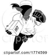 Poster, Art Print Of Silhouette Super Hero Delivery Woman Courier