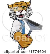 Wildcat Car Or Window Cleaner Holding Squeegee by AtStockIllustration