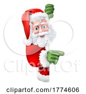 Poster, Art Print Of Santa Claus Christmas Pointing At Sign Cartoon