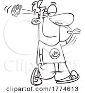 Poster, Art Print Of Cartoon No Brainer Man Tossing His Mind Over His Shoulder