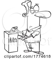 Cartoon Voter Holding His Wallet And Putting Cash In A Ballot Box