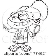Cartoon Girl Wearing An I Love Bio Shirt And Holding A Butterfly And Magnifying Glass