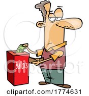 Poster, Art Print Of Cartoon Voter Holding His Wallet And Putting Cash In A Ballot Box