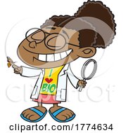 Poster, Art Print Of Cartoon Girl Wearing An I Love Bio Shirt And Holding A Butterfly And Magnifying Glass