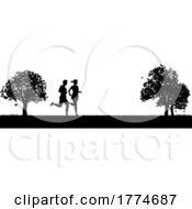 Poster, Art Print Of Silhouette Runners Jogging Or Running In The Park