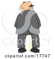 Poster, Art Print Of Caucasian Business Man Urinating And Looking Back Over His Shoulder