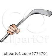 Hand Holding Ice Hockey Stick Cartoon